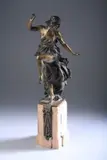 Gianni Marin, Spirit of the Dance, Bronze with light brown patina, on an alabaster base with bronze mounts