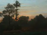 Jules Breton, Barbizon Landscape with Figure, BARBIZON LANDSCAPE WITH FIGURE, oil on canvas
