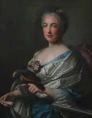 Portrait of Noblewoman with Parrot by Jean-Marc Nattier, PORTRAIT OF NOBLEWOMAN WITH PARROT, oil on canvas, sold Apr 2009