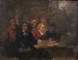 Signing the Petition by English School, SIGNING THE PETITION, oil on canvas mounted on panel, offered Apr 2009