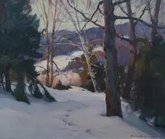 Emile Albert Gruppe, Footsteps in the Snow, Oil on canvas