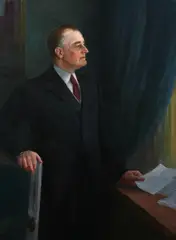 Portrait of President Franklin Delano Roosevelt by Nicholas Richard Brewer, Oil on canvas, offered Apr 2009