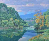 Garnet Jex, Potomac River View Towards West Virginia, Oil on canvas
