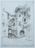 John Taylor Arms, A PISAN COURT, from the edition of four on blue paper