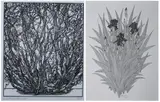Jacques Hnizdovsky, BUSH and IRIS IN BLOOM: TWO WORKS, first, Etching