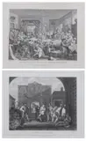 William Hogarth, Five black and white engravings by T, Cook including: Emblematical Print