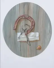 Dimitri Mihailov, Still Life with Horseshoe, Watercolor on paper