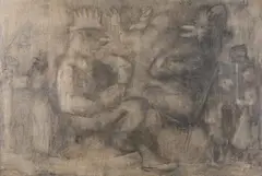 Luis Alberto Solari, Vaya Conversación, Mixed media on paper laid down on masonite