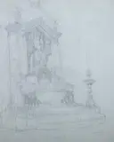 Church Altarpiece by Adolph von Menzel, Pencil, offered Jun 2009