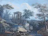 Italian School, Capriccio with Ruins and Shepherd, CAPRICCIO WITH RUINS AND SHEPHERD, gouache on paper