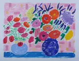 Sally Huss, Anemones and Ranunculus, Acrylic on paper