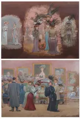 Edward Lamson Henry, COME GIRLS AS THE MEN SAY "HERE'S TO LOOKING AT YOU", and A "PRIVATE VIEW" AT THE NATIONAL ACADEMY: TWO WORKS, first, Gouache and mixed media on paper