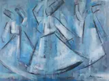 Eugene Ammann, Three Whirling Dervishes, Oil on board