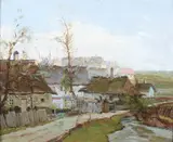 Polish School, Village Scene, VILLAGE SCENE, oil on board