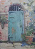 Ella Miriam Wood, New Orleans Doorway, Oil on board