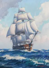 Joe Duncan Gleason, The Constitution, Oil on canvas board
