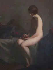 Will Rowland Davis, Seated Nude with Basket of Fruit, Oil on canvas