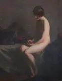 Will Rowland Davis, Seated Nude with Basket of Fruit, Oil on canvas