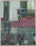 Jack Perlmutter, Pot of Flowers on Checkered Wall, Oil on canvas