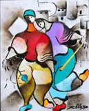 David Schluss, Abstract Figures, Mixed media on canvas