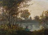 Angler at End of Day by Continental School, Oil on board, sold Jun 2009