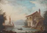 The Mill by Continental School, THE MILL, oil on tin, sold Jun 2009