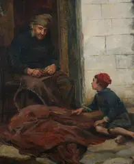 Julian E. Drummond, Mending the Nets, Oil on canvas