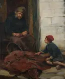 Julian E. Drummond, Mending the Nets, Oil on canvas