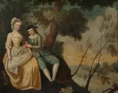 Arthur Devis, A Courting Couple, A COURTING COUPLE, oil on canvas laid on board