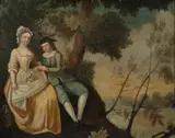 Arthur Devis, A Courting Couple, A COURTING COUPLE, oil on canvas laid on board