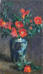 Marius Roux-Renard, Wildflowers in Vase, Oil on canvas