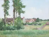 French Village by Louis Marie Jean-Baptiste Chevalier, Oil on canvas, offered Jun 2009