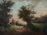 Figures on a Country Lane by American School, FIGURES ON A COUNTRY LANE, oil on canvas, offered Jun 2009
