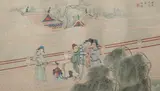 Chinese School, Three court ladies on the bridge