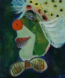 Narendra Pal Singh, Clown Face, Acrylic on paper