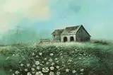 Karl Neumann, Barn in Windy Field, Oil on canvas
