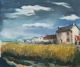 Houses by Wheatfield by Maurice de Vlaminck, Reproduction print mounted on board, offered Jul 2009