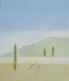 Craigie Aitchison, Untitled, Craigie Aitchison (1926-2009) 'Cypress Trees at Oppedette' screenprint in colours