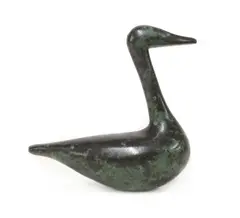 Untitled by Guy Taplin, Guy Taplin (b.1939) Miniature goose bronze with a green patina, sold Oct 2023