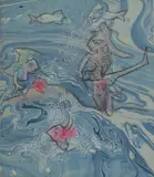 Roberto Matta, Untitled, 1911-2002) Underwater figures pencil and crayon on marbled paper 29 x 23cm