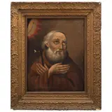 MÉXICO, SIGLO XIX by San Francisco de Paula, Óleo sobre tela. Con la leyenda: “Charitas dei”, offered Dec 2022