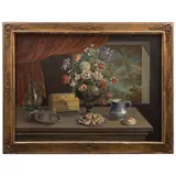 Ventana Con Florero y Bodegón, EUROPA, SIGLO XIX, Óleo sobre tela