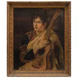 Gitana Con Guitarra, EUROPA, 1889, Óleo sobre tela