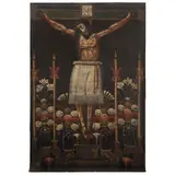 Vera Efigie del Señor de Chalma, MÉXICO, SIGLO XIX, Óleo sobre tela