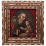 MÉXICO, SIGLO XVIII by San Joaquín Con la Virgen Niña, Óleo sobre tela, offered Oct 2022