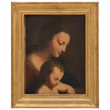 Virgen Con El Niño, SIGLO XIX, Óleo sobre tela