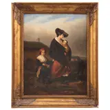 Dama Con Niños, FRANCIA, SIGLO XIX, Óleo sobre tela