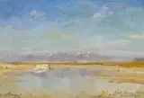 Carl Wuttke, "Salzsee in Utah", Öl auf Leinwand