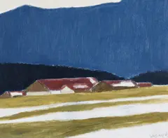 Reiner Wagner, Dorf im Tal, 1988, Öl auf Malkarton