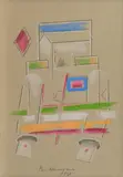 Vladimir Nemukhin, Ohne Titel, 1987, Farb- und Bleistift auf grauem Karton